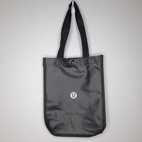 LULULEMON Athletica Reusable Small Shopping Tote Bag With Snap Bag Black/White - Picture 1 of 6